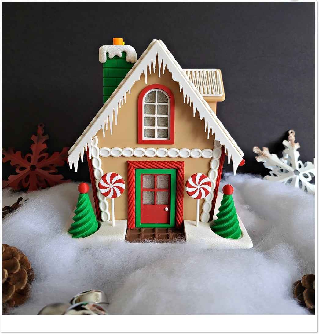 Gingerbread House | Christmas Decoration | Festive Holiday Centrepiece | Toy Village Display | Chocolates Storage | Complete with Flickering LED Tea Lights