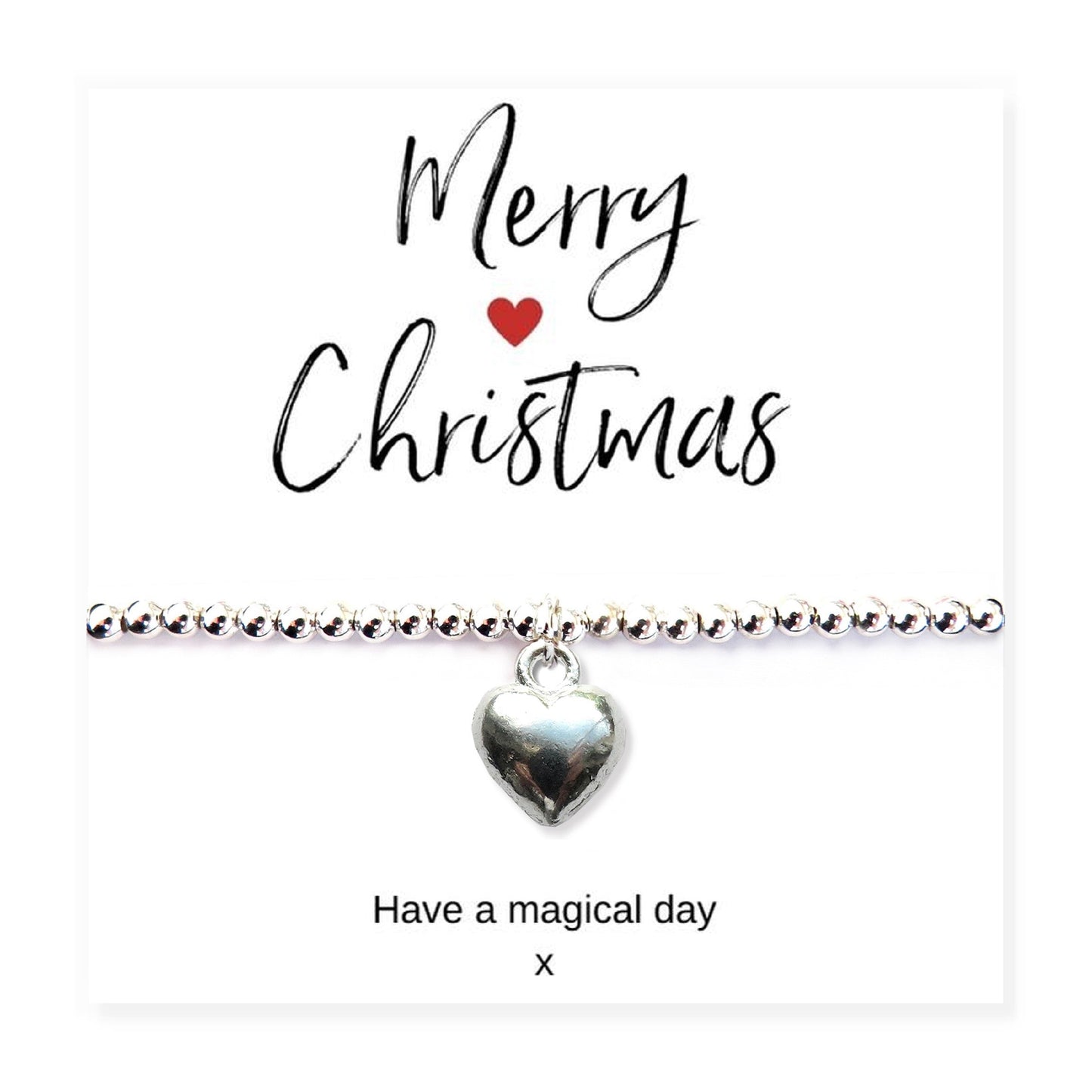 Aye Do Gifts Silver Heart Bracelet & Merry Christmas Gift Card