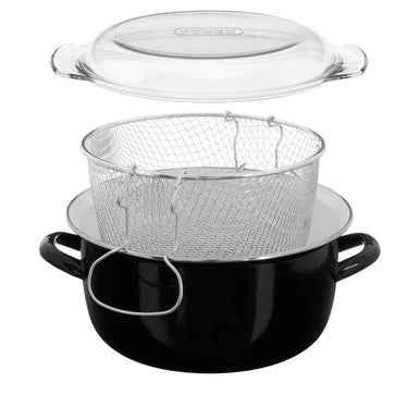 Telo Black Enamel On Steel Deep Fryer