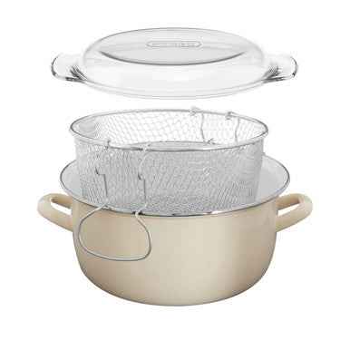 Telo Cream Enamel On Steel Deep Fryer