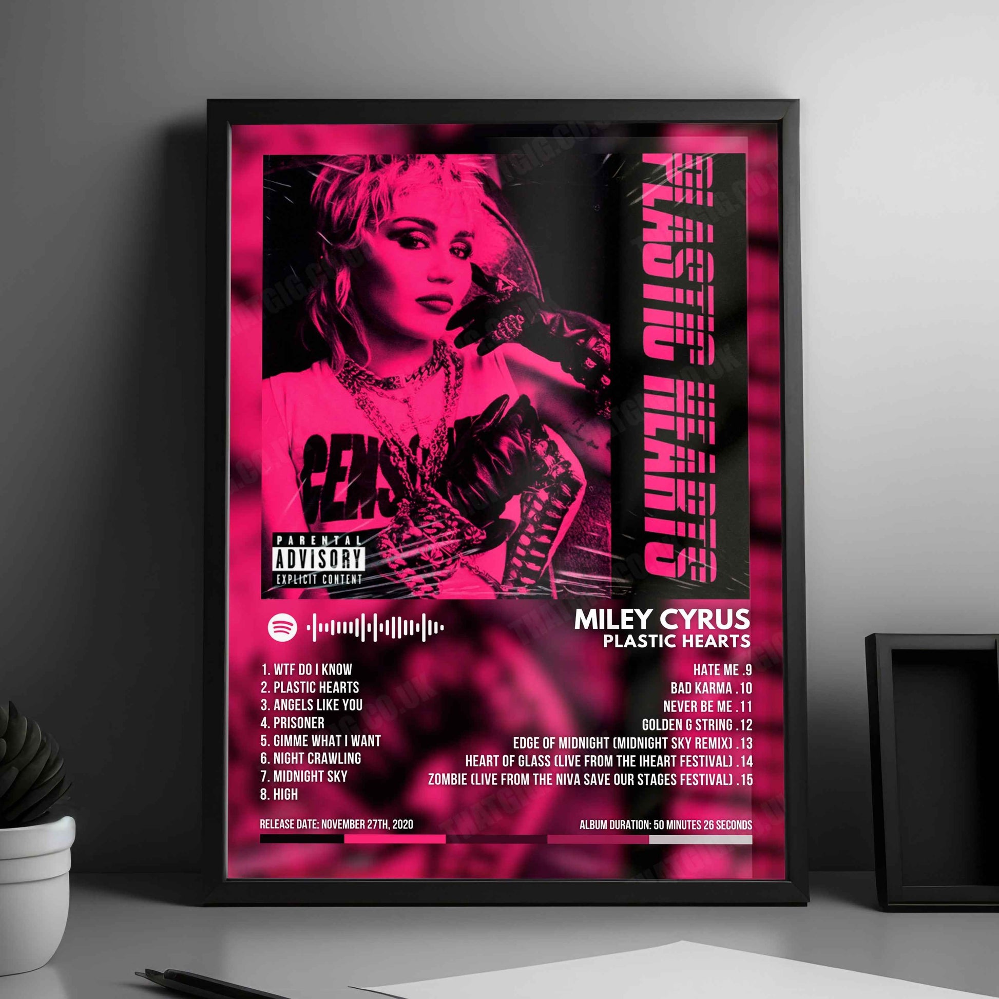 Miley Cyrus "Plastic Hearts" Album Cover Poster - with Complete Tracklist