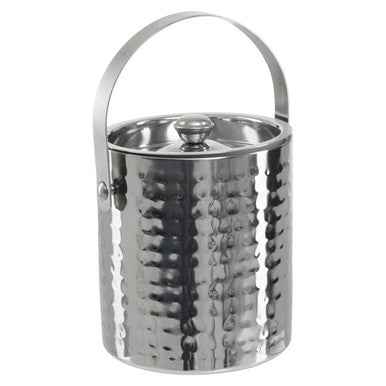 Hammered Effect Stainless Steel Ice Bucket With Handle