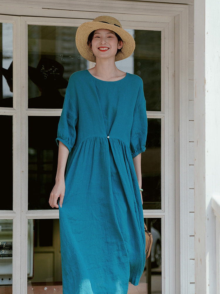 Women's Solid-Color Loose Casual All-Match Long Dress