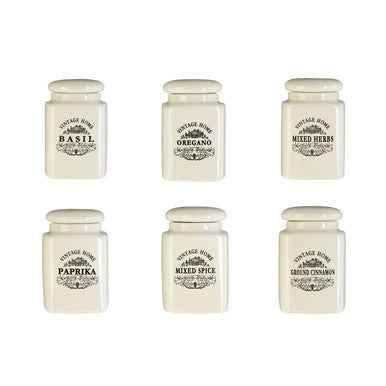 Vintage Home Set Of Six Cream Spice Jars