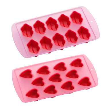 11 Heart Shapes Ice Cube Red Tray
