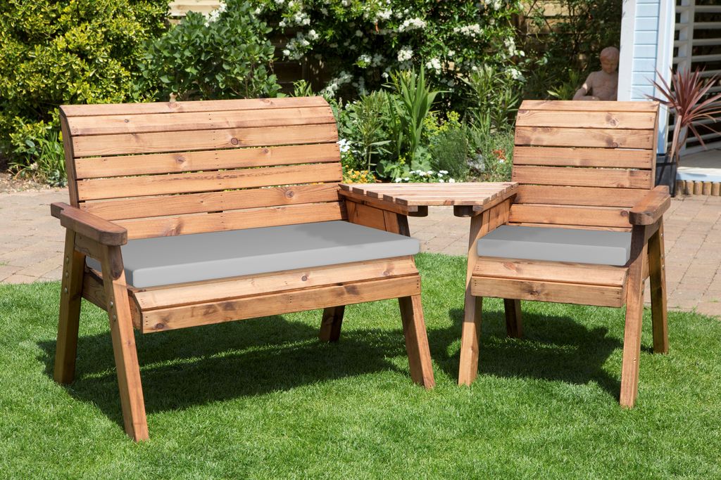 Charles Taylor Trading Three Seat Companion Set Angled With Grey Cushion Brown