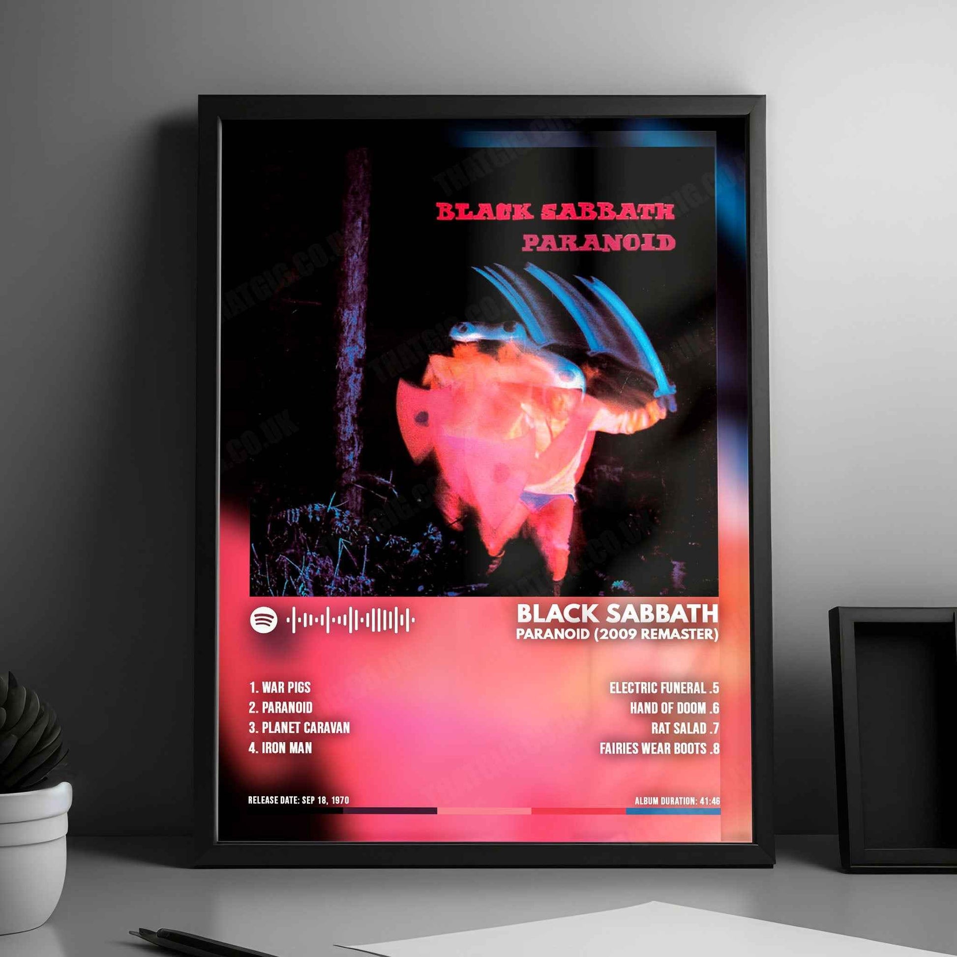Black Sabbath "Paranoid" Album Cover Poster - with Complete Tracklist