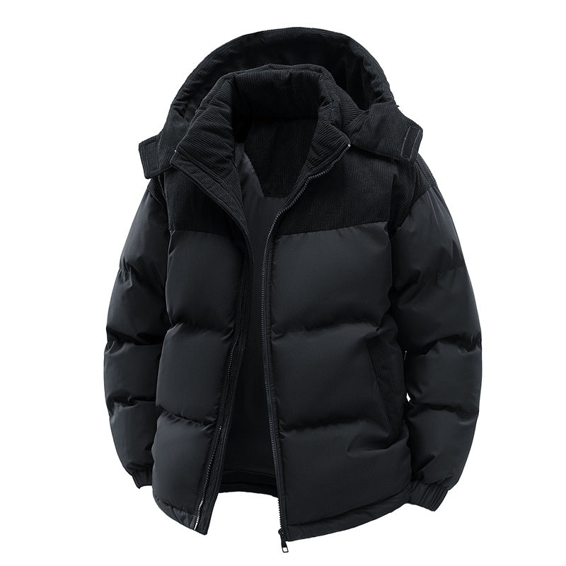 Thick Corduroy Patchwork Jacket Winter Zip-up Stand Collar Coat Casual Commuter Long-sleeved Cardigan Top Outwear Women's Clothing