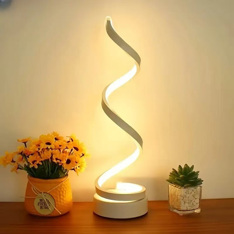 Modern USB Spiral LED Desk Lamp - Adjustable Flexible Lighting for Home Office & Study