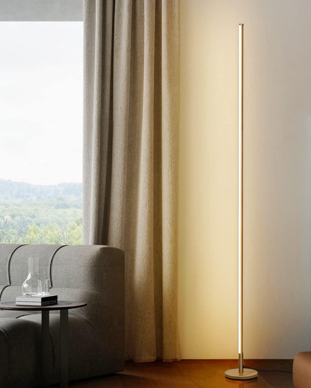 TACAHE Gold Corner Floor Lamp – Dimmable LED Mood Light with Remote, 57"