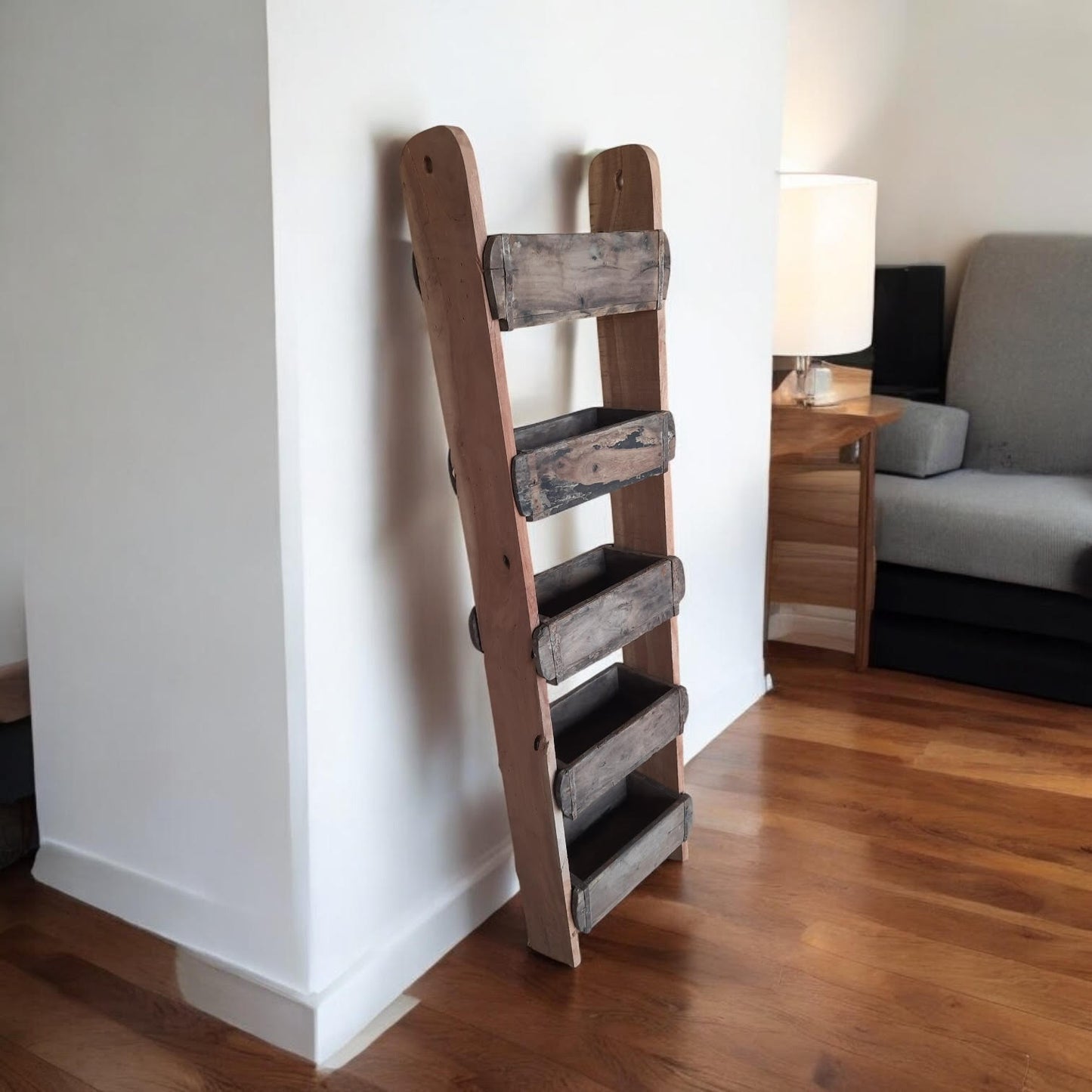 120CM RECLAIMED WOODEN WALL 5 BRICK  RACK