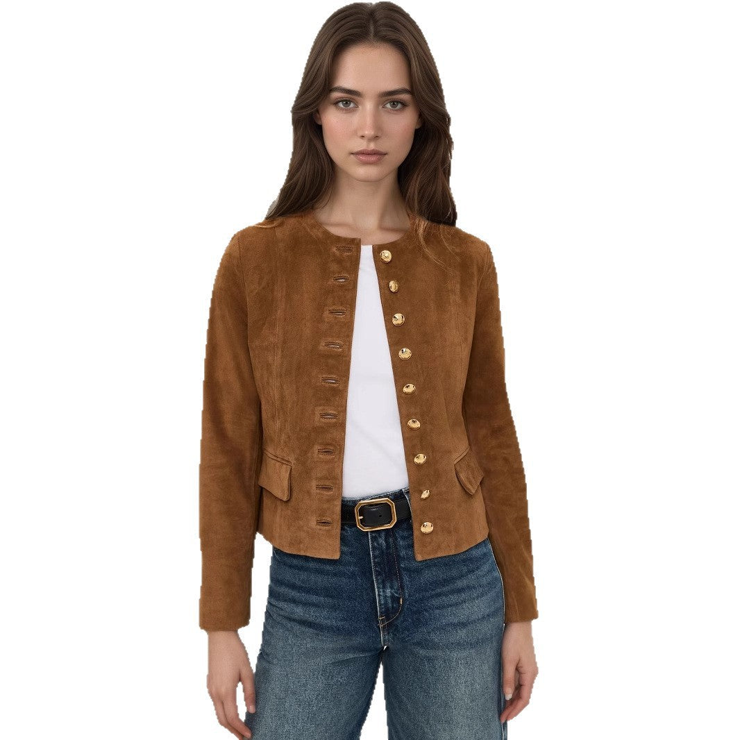 Single-breasted Short All-match New Suede Jacket