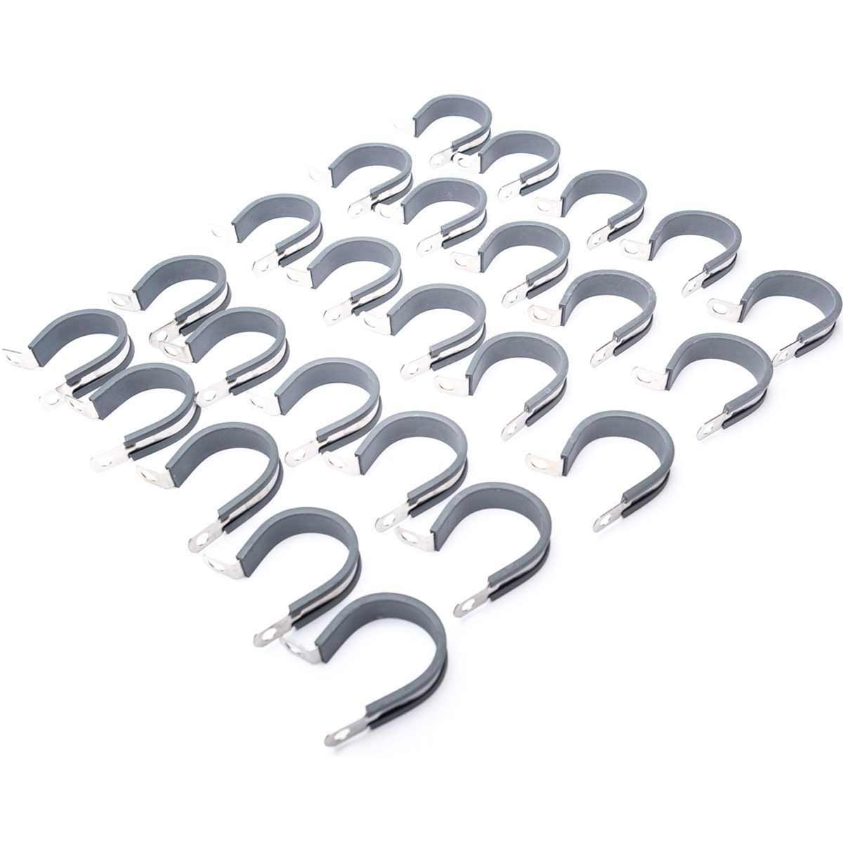 JCS M6 Rubber Lined P Clips 60mm Stainless Steel 304 (Pack of 25) 1-88460