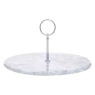 Salerno Grey Marble Cake Stand With Silver Handle