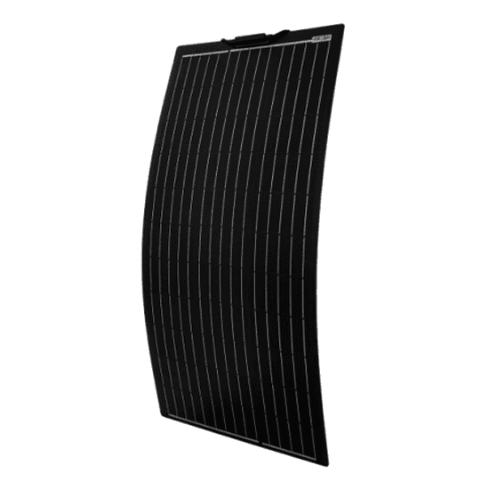 100W BLACK REINFORCED NARROW SEMI-FLEXIBLE SOLAR PANEL WITH A DURABLE ETFE COATING