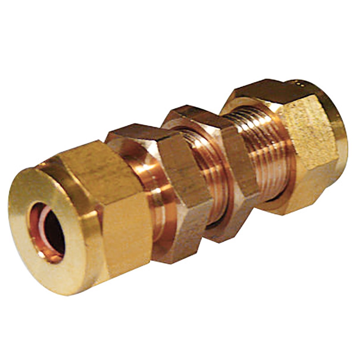 Wade Brass Compression Bulkhead Coupling (1/4" OD / 1/4" Bulkhead) 1043/L6