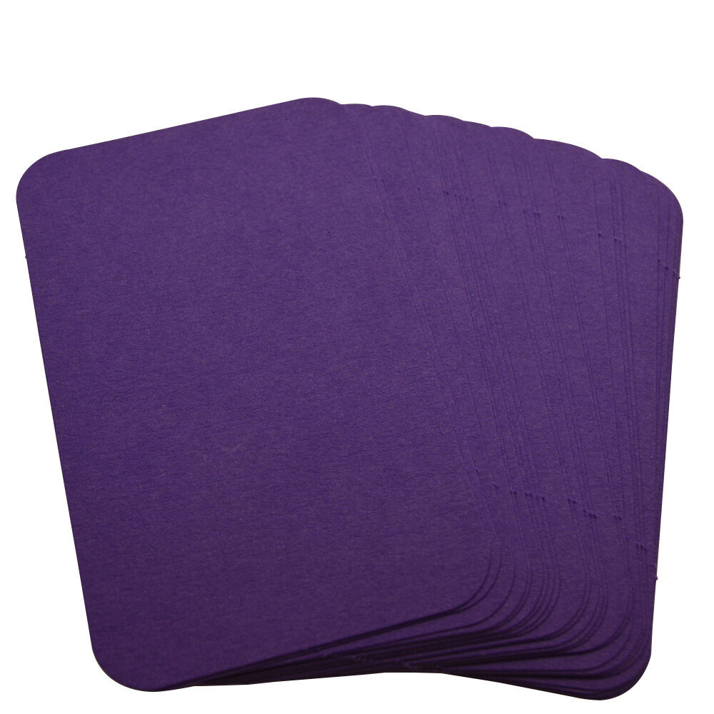 50 x Purple Rounded Corner Blank Business Cards – 260gsm – Stamp, Write or Print