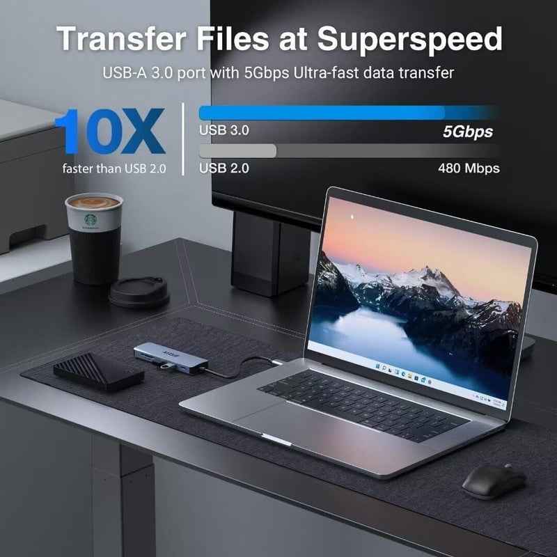 USB-C Laptop Dock 4K HDMI & SD/TF Reader Ultimate Connectivity Solution 6 in 1