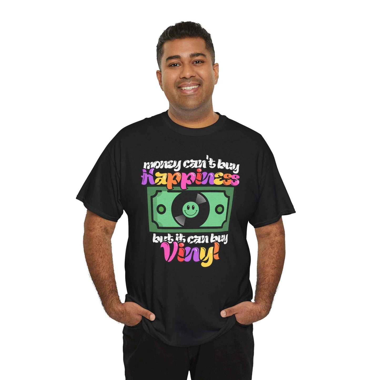 'Money can't buy happiness' Men's Vinyl T-Shirt