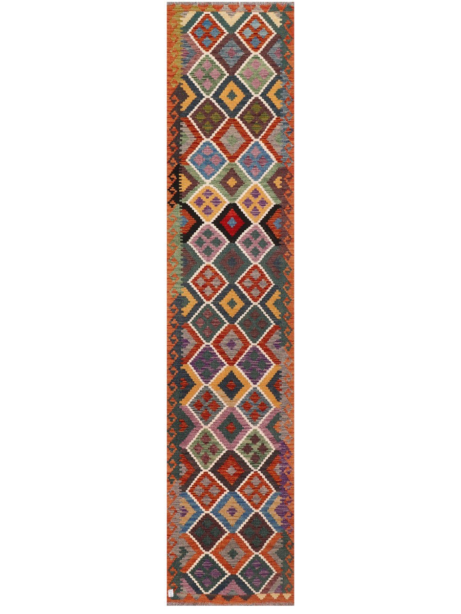 Maimana Afghanistan Kilim Runner - 384 x 81 cm