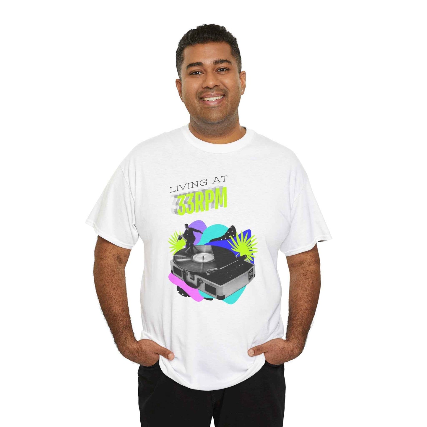 'Living at 33rpm' Flouro Men's T-Shirt