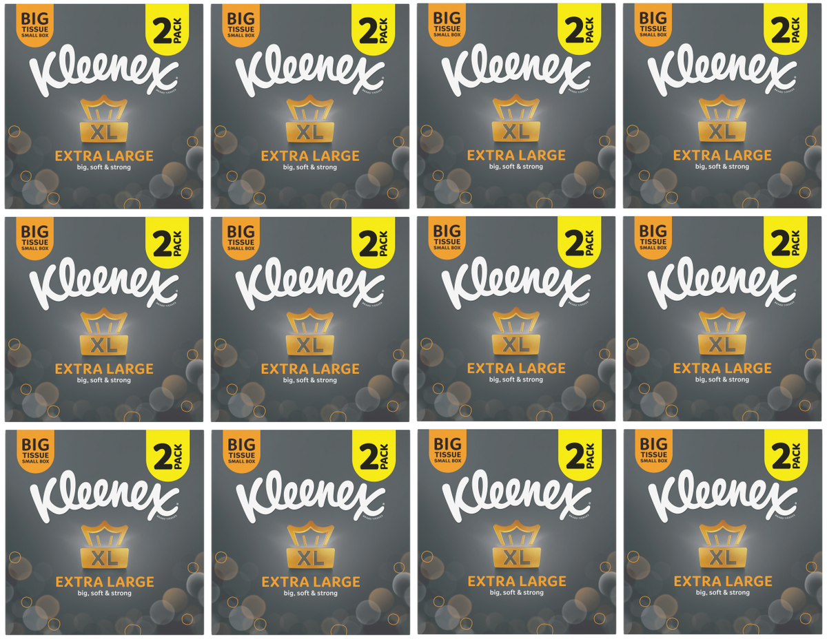 12 X Kleenex Extra Large Tissues Compact 2 PACK