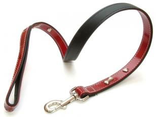 Leather Lead Red Bones 20mm X 100cm