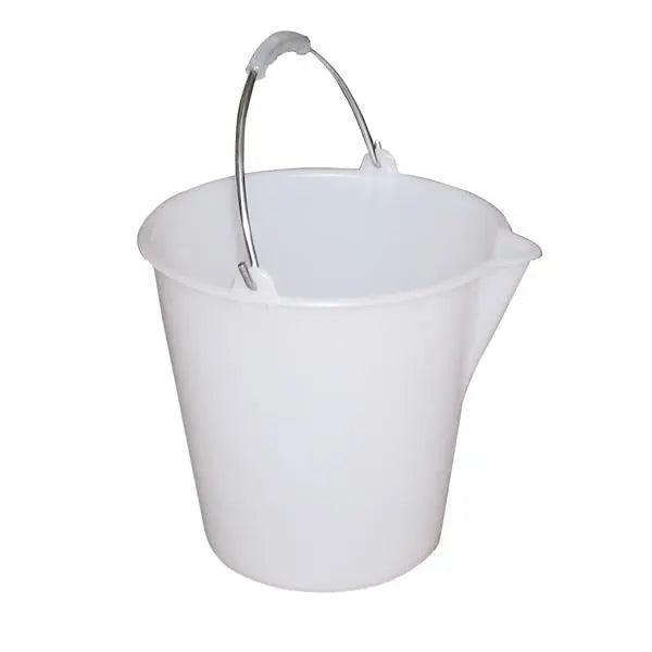 12L Plastic Bucket, White, Food Grade
