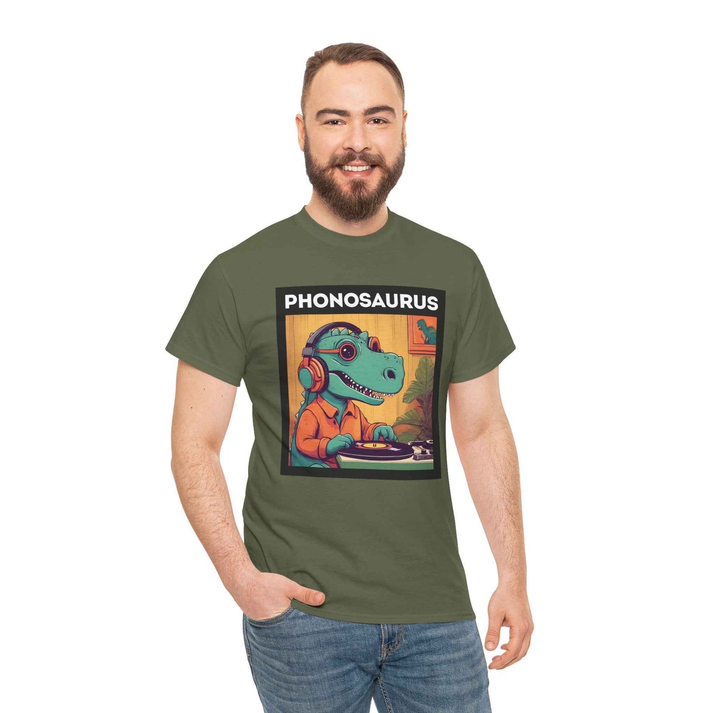 'Phonosaurus' Men's Vinyl T-Shirt