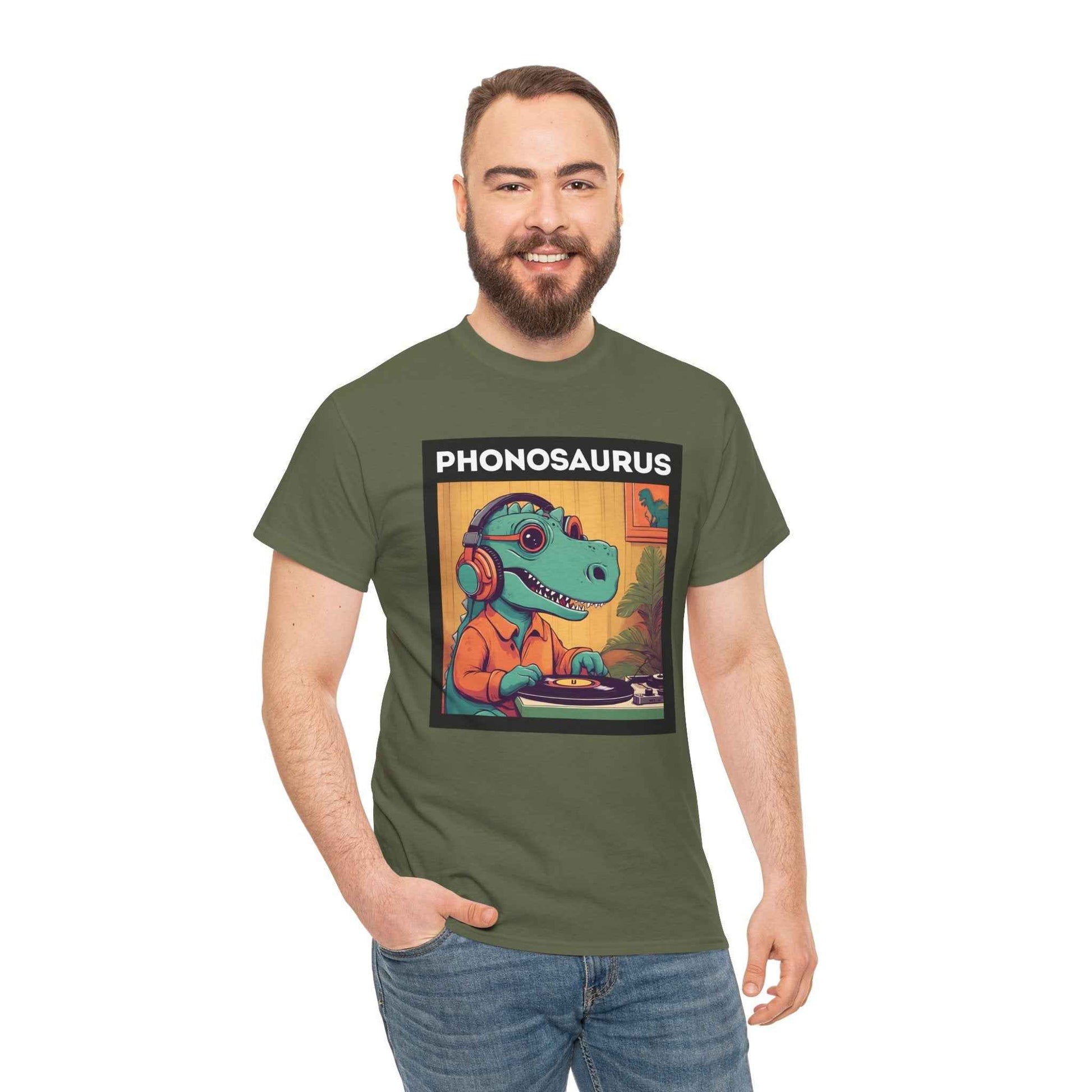 'Phonosaurus' Men's Vinyl T-Shirt