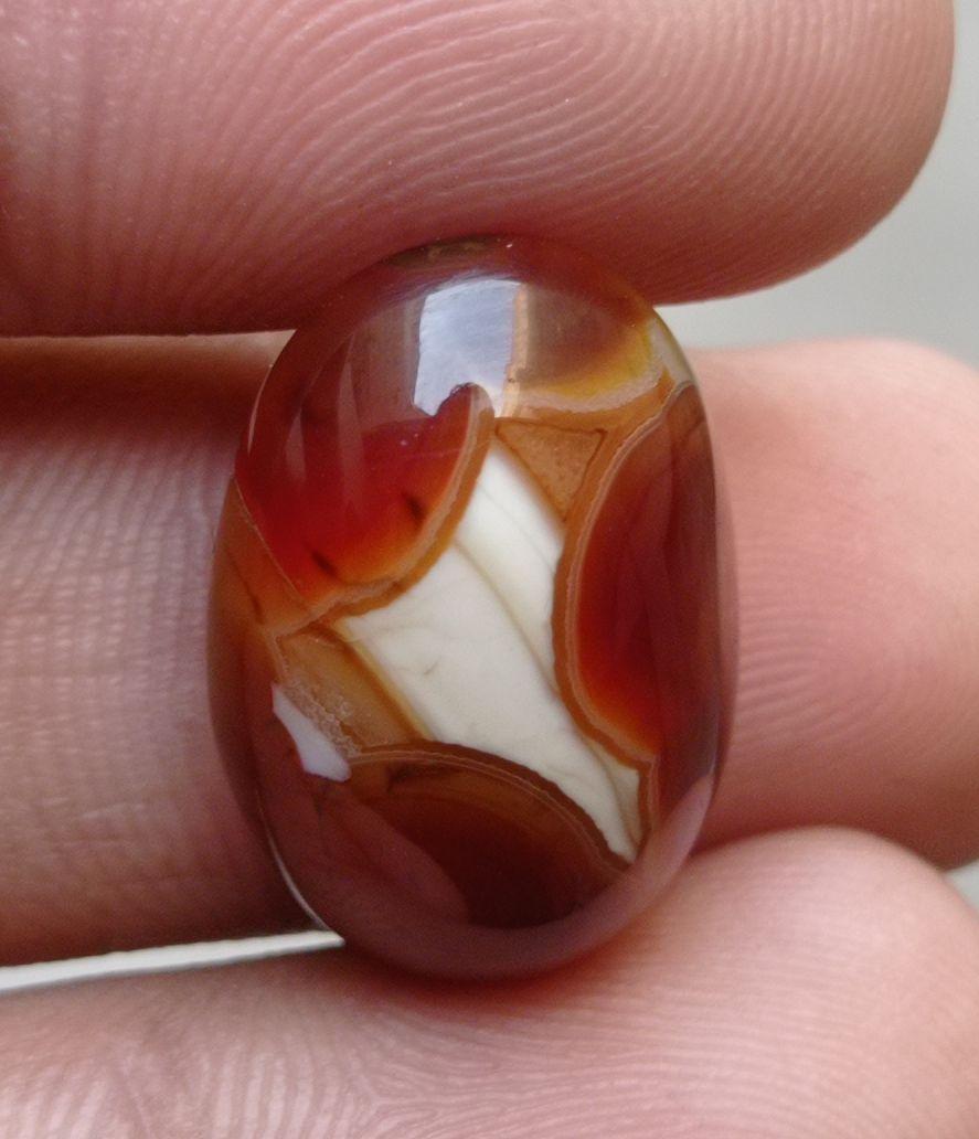 Fortified Agate Cabochon - Sulaimani Aqeeq - 23x15mm