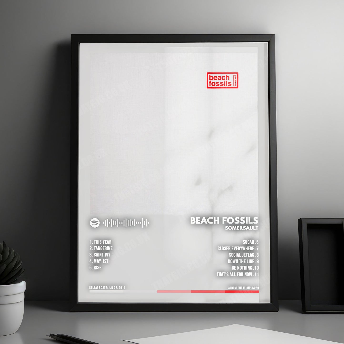 Beach Fossils "Somersault" Album Cover Poster - with Complete Tracklist