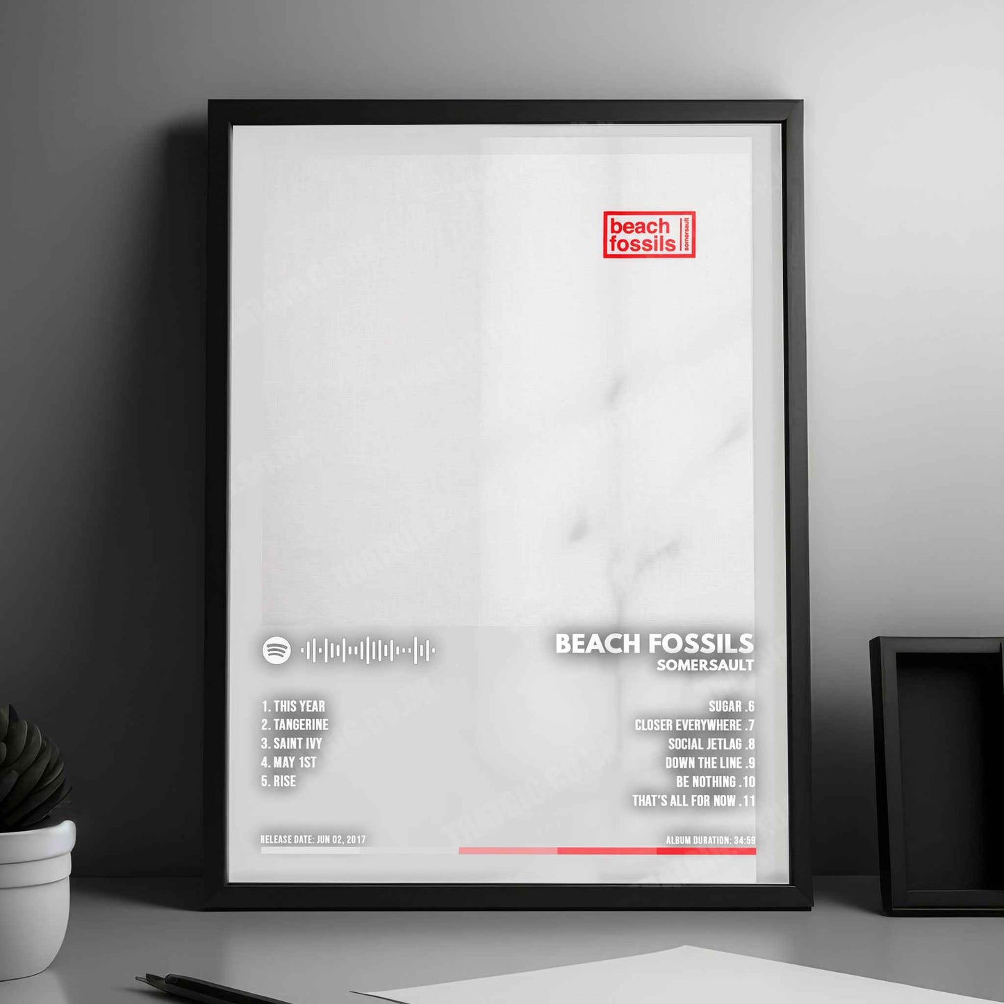 Beach Fossils "Somersault" Album Cover Poster - with Complete Tracklist