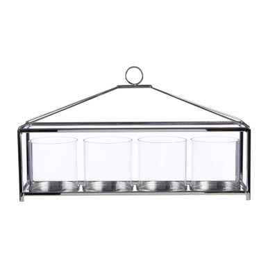 Glass And Silver Long Table Candle Holder