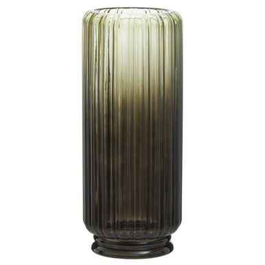 Chima Large Grey Ribbed Glass Vase