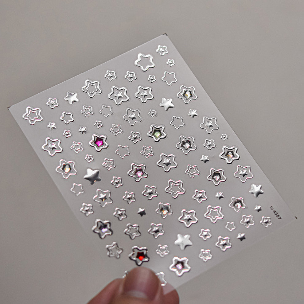 Hello Claws | Silver Star Heart 5D Nail Deco Sticker