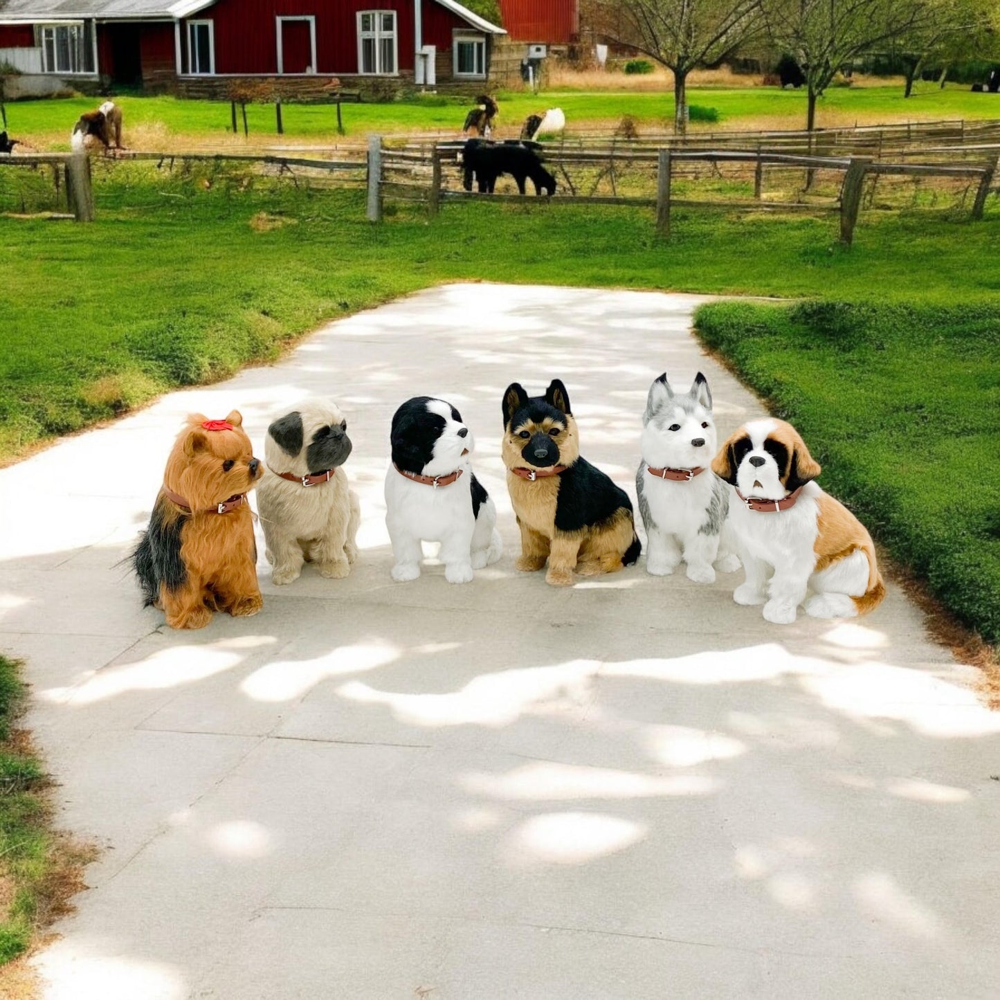 24CM STANDING DOGS-6 ASST COLOUR