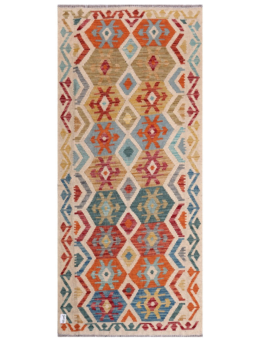 Maimana Afghanistan Kilim Rug - 208 x93 cm