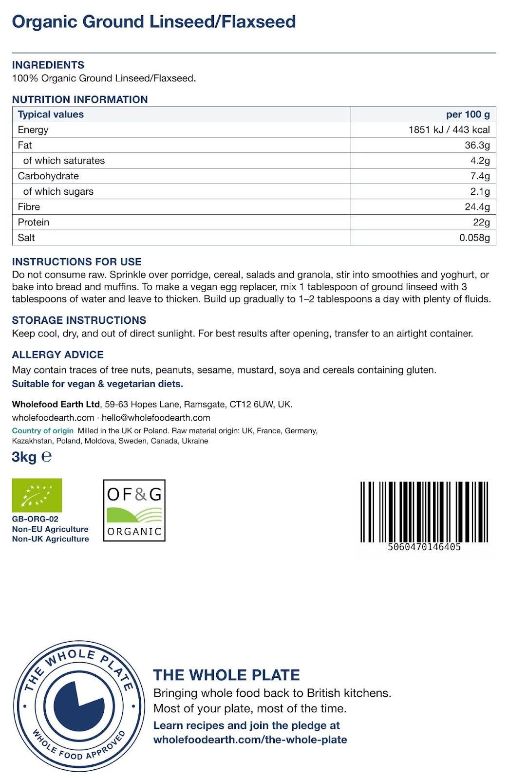 Organic Ground Linseed/Flaxseed
