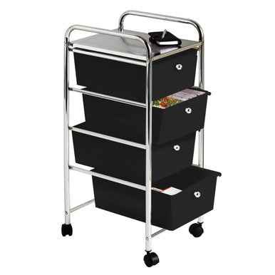 Tube Frame 4 Black Plastic Drawers Trolley