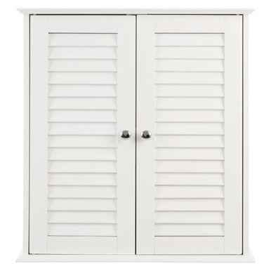 Shutter White Wood 2 Door Wall Cabinet