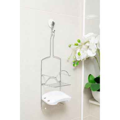 2 Tier White Soap Dish Shower Caddy