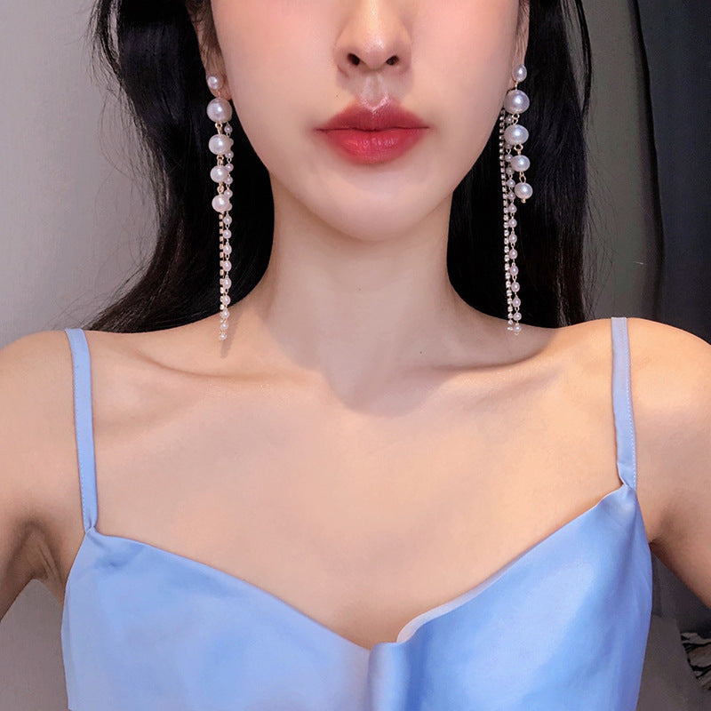 New Style Long Temperament Earrings Net Red Round Face Ear Jewelry Female Senior Sense