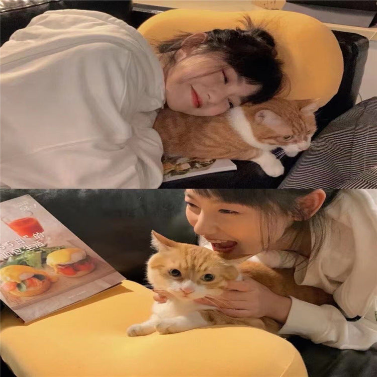Cat Belly Pillow Memory Cushion Deep Sleep Addiction 3D Neck Pillow Washable Polyester Pillowcase Cover Travel Pillows Neck