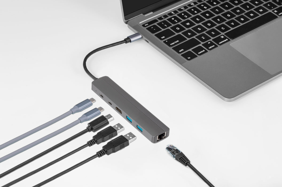 Maplin USB-C Multiport Hub 2x USB-A 3.0 / HDMI / 2x USB-C 100W / Gigabit RJ45