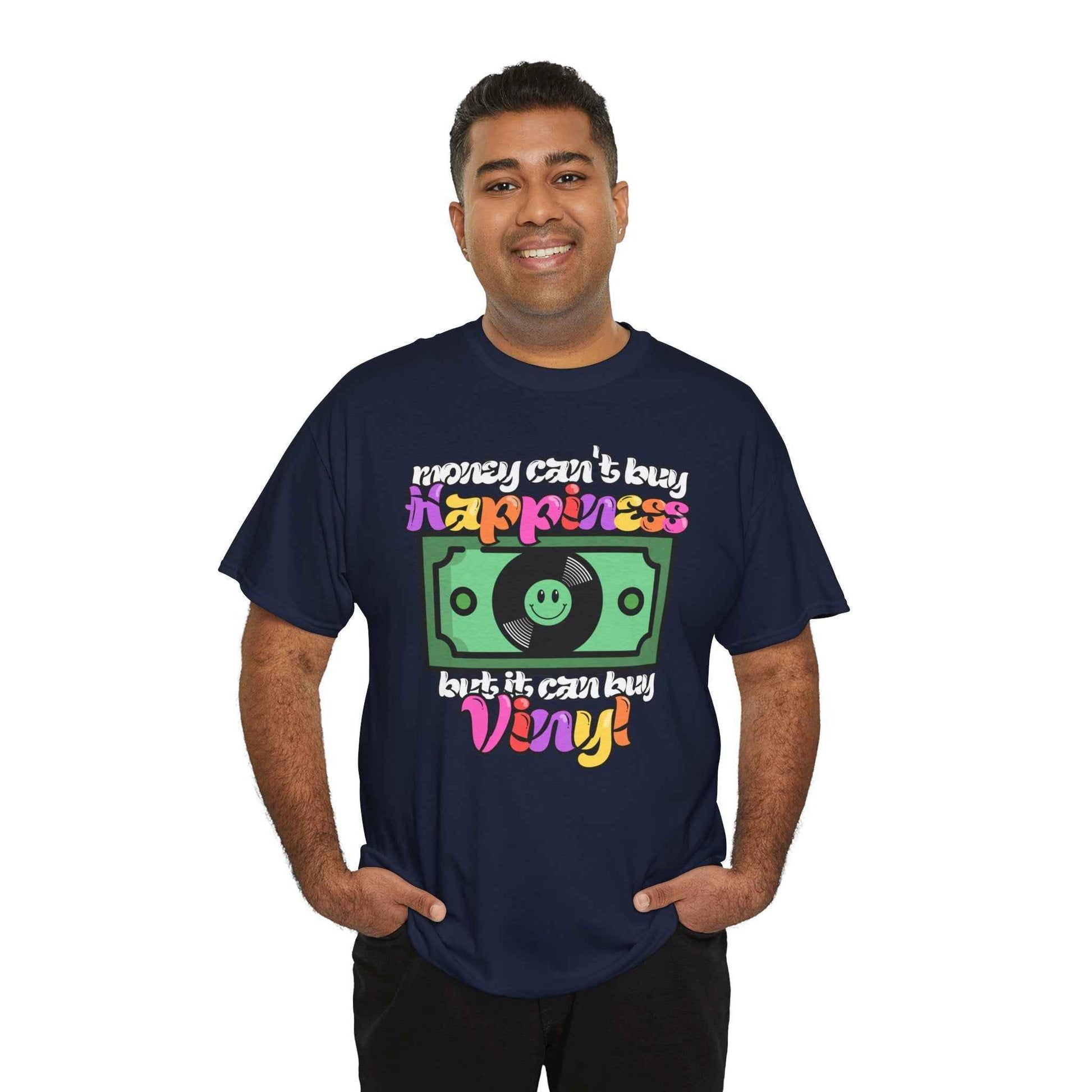 'Money can't buy happiness' Men's Vinyl T-Shirt