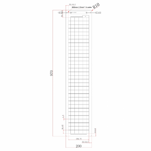 30W black ultra-narrow semi-flexible fibreglass solar panel with durable ETFE coating