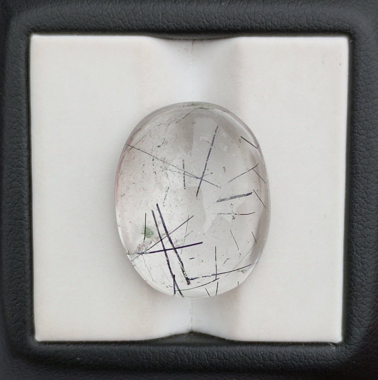 22.2ct Black Tourmalated Quartz -Cabochon Black Rutile Quartz - Rutilated Quartz