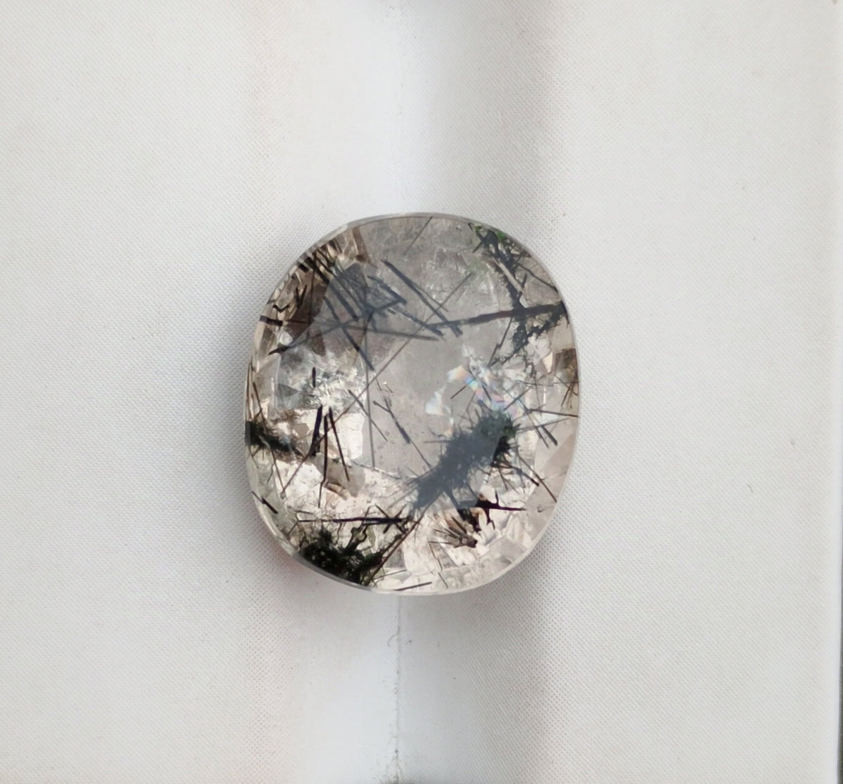 8.8ct Black Tourmalated Quartz -Cabochon Black Rutile Quartz - Rutilated Quartz