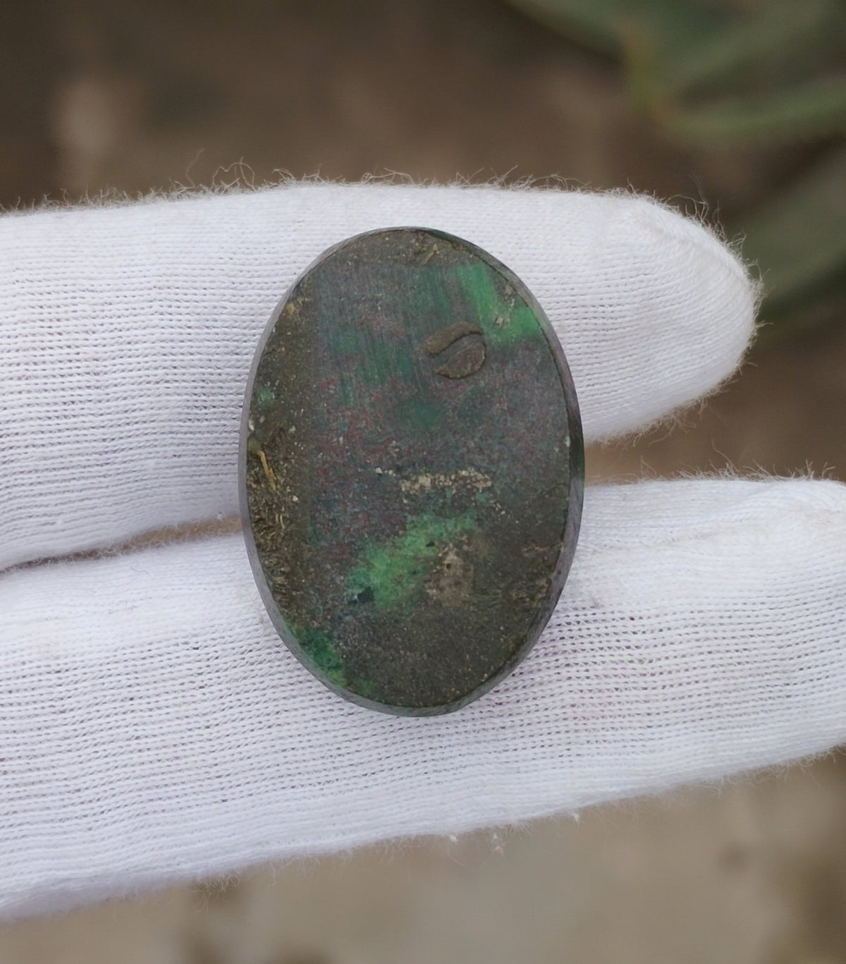 32ct Green Turquoise with Pyrite, Natural Feroza Stone Dimension 19x26x9mm